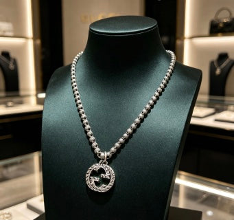 Gucci Interlocking G Medallion Bead Chain Necklace