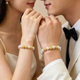 Gucci Interlocking G Pearl Bead Medallion Bracelet