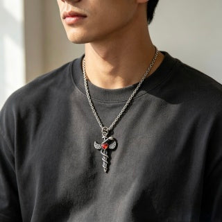 Gucci Interlocking G Winged Cross Pendant Necklace