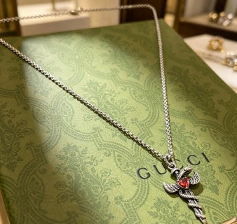 Gucci Interlocking G Winged Cross Pendant Necklace