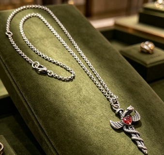 Gucci Interlocking G Winged Cross Pendant Necklace