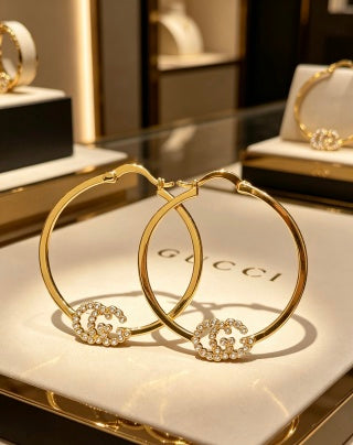 Gucci Interlocking G Crystal Circle Hoop Earrings