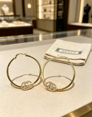 Gucci Interlocking G Crystal Circle Hoop Earrings