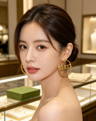Gucci Interlocking G Hoop Logo Drop Earrings