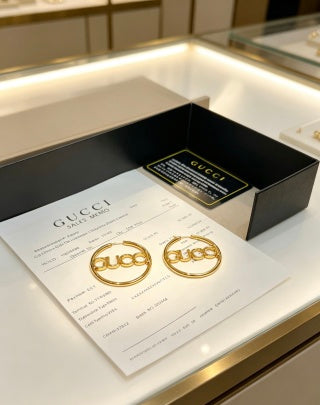 Gucci Interlocking G Hoop Logo Drop Earrings