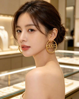 Gucci Interlocking G Hoop Logo Drop Earrings