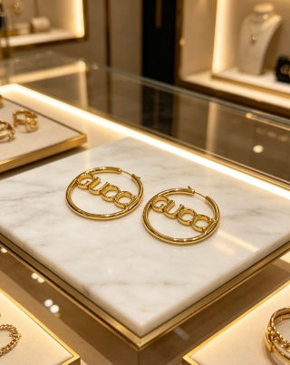 Gucci Interlocking G Hoop Logo Drop Earrings