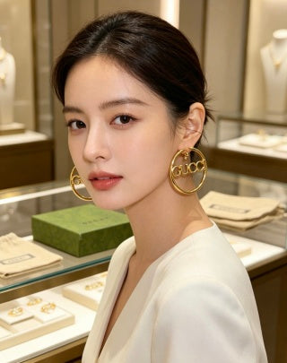 Gucci Interlocking G Hoop Logo Drop Earrings