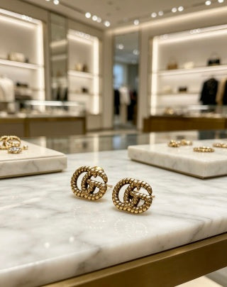 Gucci Interlocking G Twisted Rope Stud Earrings