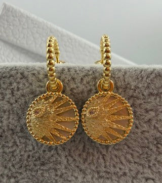 Dior Feather Medallion Crystal Drop Stud Earrings