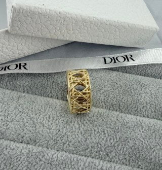 Dior Oblique Lacework Gold Band Ring
