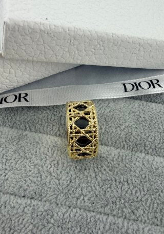 Dior Oblique Lacework Gold Band Ring