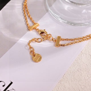 Dior CD Pearl Ribbon Layered Necklace