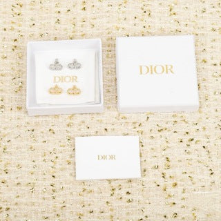 Dior CD Crystal Bow Stud Earrings