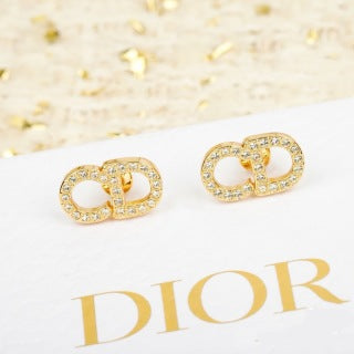 Dior CD Crystal Bow Stud Earrings
