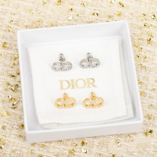 Dior CD Crystal Bow Stud Earrings