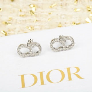 Dior CD Crystal Bow Stud Earrings