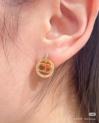 Dior Crystal CD Oval Stud Earrings