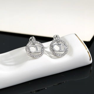 Dior Crystal CD Oval Stud Earrings