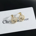 Dior Crystal CD Oval Stud Earrings