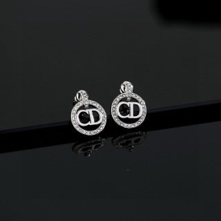 Dior Crystal CD Oval Stud Earrings