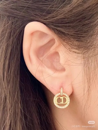 Dior Crystal CD Oval Stud Earrings