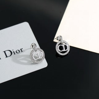 Dior Crystal CD Oval Stud Earrings