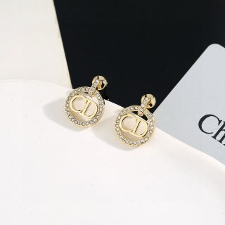 Dior Crystal CD Oval Stud Earrings