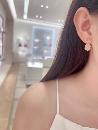 Dior Star Flower Asymmetric CD Drop Stud Earrings