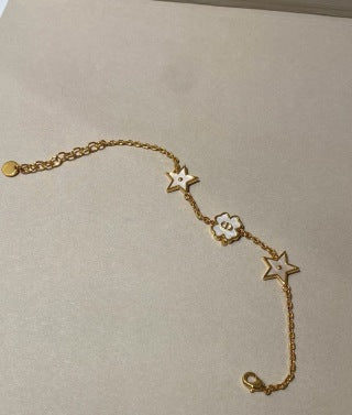 Dior Star Flower Charm Gold Chain Bracelet