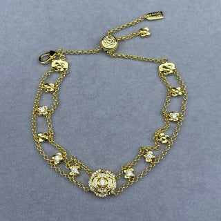 Chanel Crystal Floral Chain Bracelet