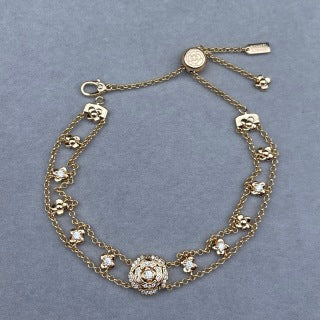 Chanel Crystal Floral Chain Bracelet