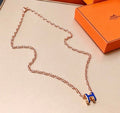 Hermès Pop H Bleu Enamel Pendant Necklace