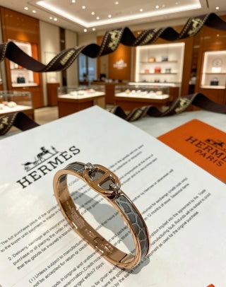 Hermès Clic H Leather Inlay Bracelet