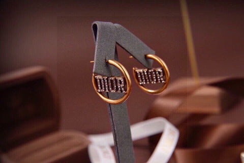 Dior J'Adior Crystal Hoop Stud Earrings