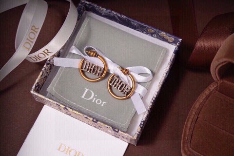 Dior J'Adior Crystal Hoop Stud Earrings