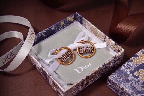 Dior J'Adior Crystal Hoop Stud Earrings