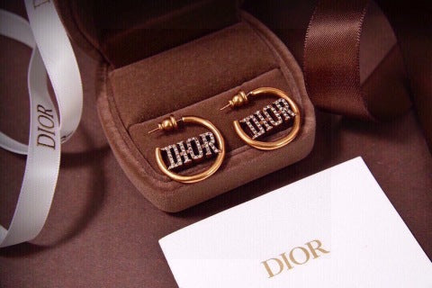 Dior J'Adior Crystal Hoop Stud Earrings