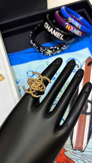 CHANEL Intertwined Gold Statement Ring