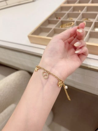 Dior Celestial Charm Pearl Chain Bracelet