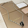 Bvlgari Silver Black Accent Pave Chain Necklace – Elegant Luxury Jewelry