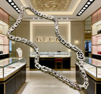 Gucci Interlocking G Geometric Link Chain Necklace