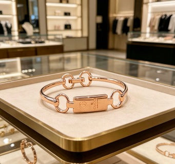 Gucci Interlocking G Link Chain Plaque Cuff Bracelet