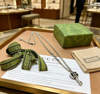 Gucci Interlocking G Key Pendant Double Chain Necklace