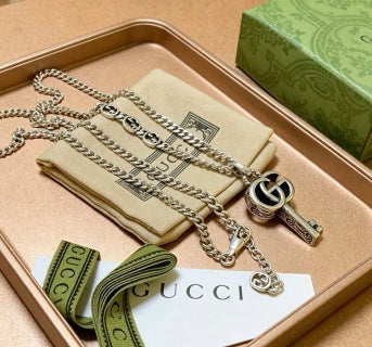 Gucci Interlocking G Key Pendant Double Chain Necklace