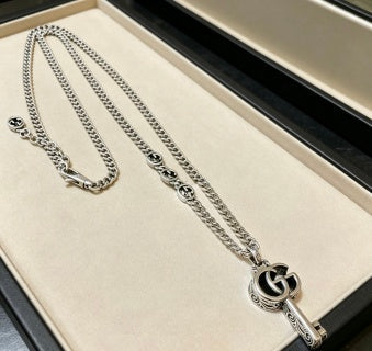Gucci Interlocking G Key Pendant Double Chain Necklace