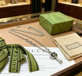 Gucci Interlocking G Key Pendant Double Chain Necklace