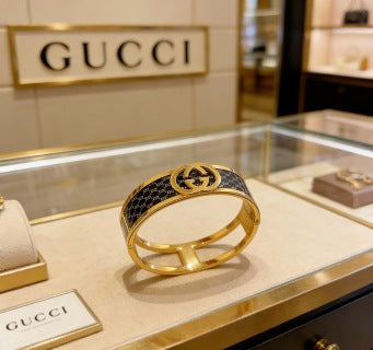 Gucci Interlocking G Monogram Canvas Wide Cuff Bracelet