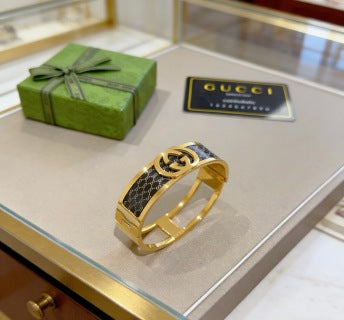 Gucci Interlocking G Monogram Canvas Wide Cuff Bracelet