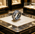 Gucci Interlocking G Filigree Engraved Wide Band Ring
